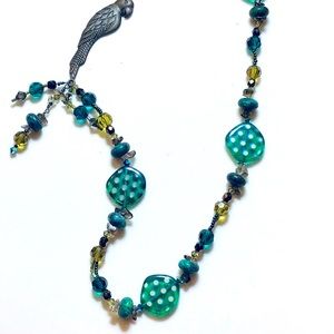 Artisan Crafted “Parrot on the Green” Olive Green Statement Necklace